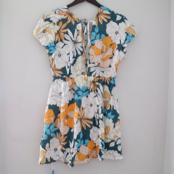 NEW White Blue Floral Print V Neck Summer Dress Size XS - Picture 5 of 7